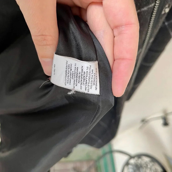 Lucky Brand Checkered Wool Blend Zip Front Coat Small - Picture 7 of 10